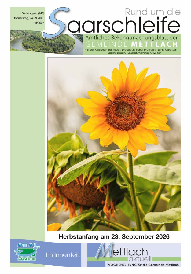 Rund um die Saarschleife Gemeinde Mettlach Titelblatt 39/2026