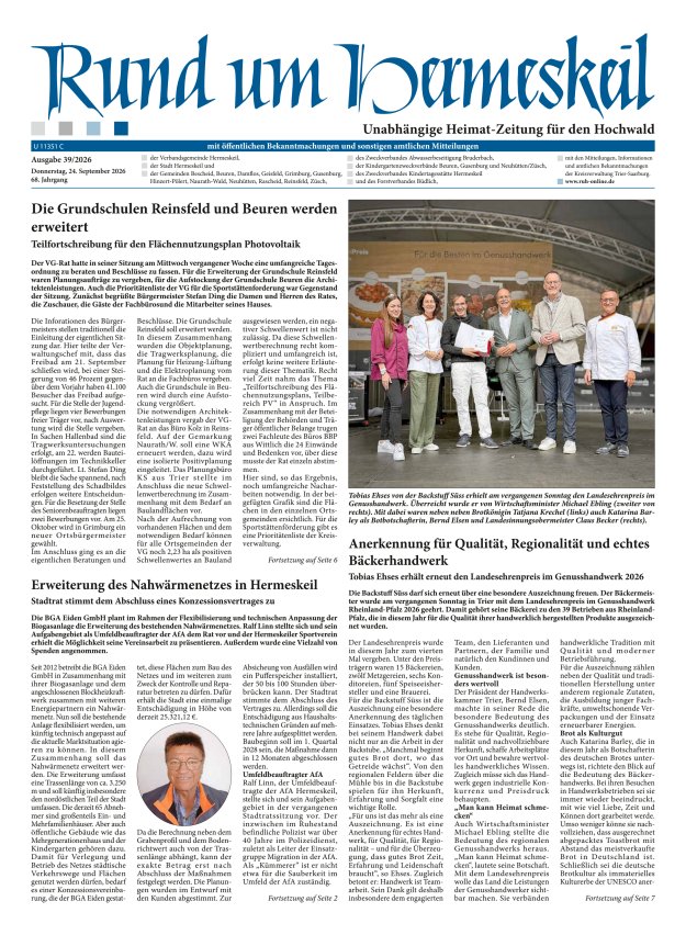 Rund um Hermeskeil Titelblatt 39/2026