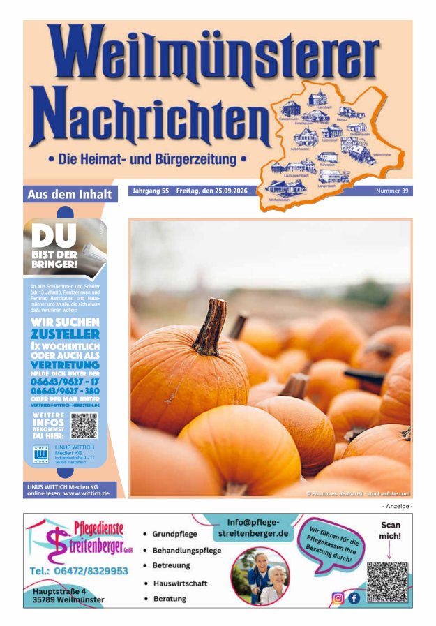 Weilmünsterer Nachrichten Titelblatt 39/2026