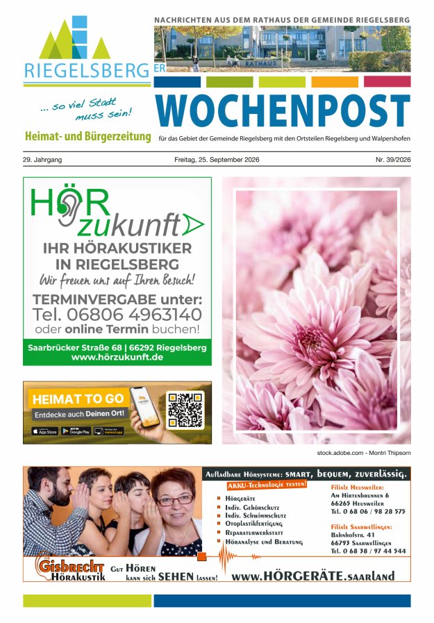 Riegelsberger Wochenpost Titelblatt 39/2026