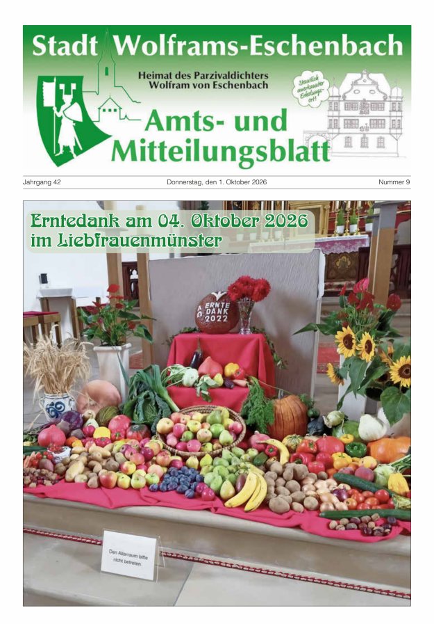 Amts- und Mitteilungsblatt Stadt Wolframs-Eschenbach Titelblatt 09/2026