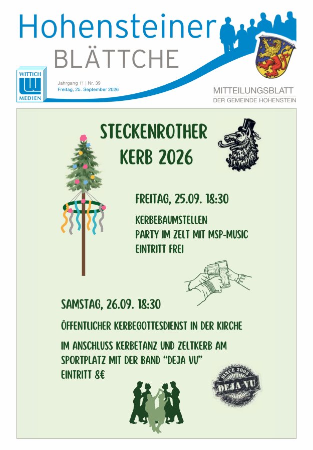 Hohensteiner Blättche Titelblatt 39/2026