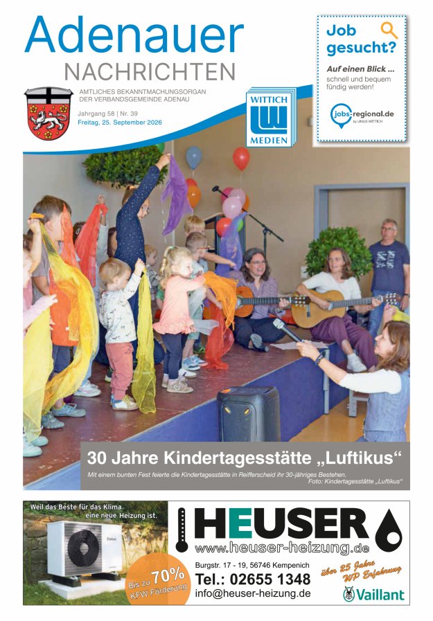 Adenauer Nachrichten Titelblatt 39/2026