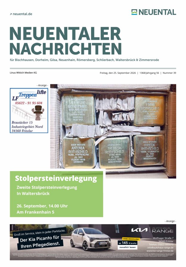 Neuentaler Nachrichten Titelblatt 39/2026