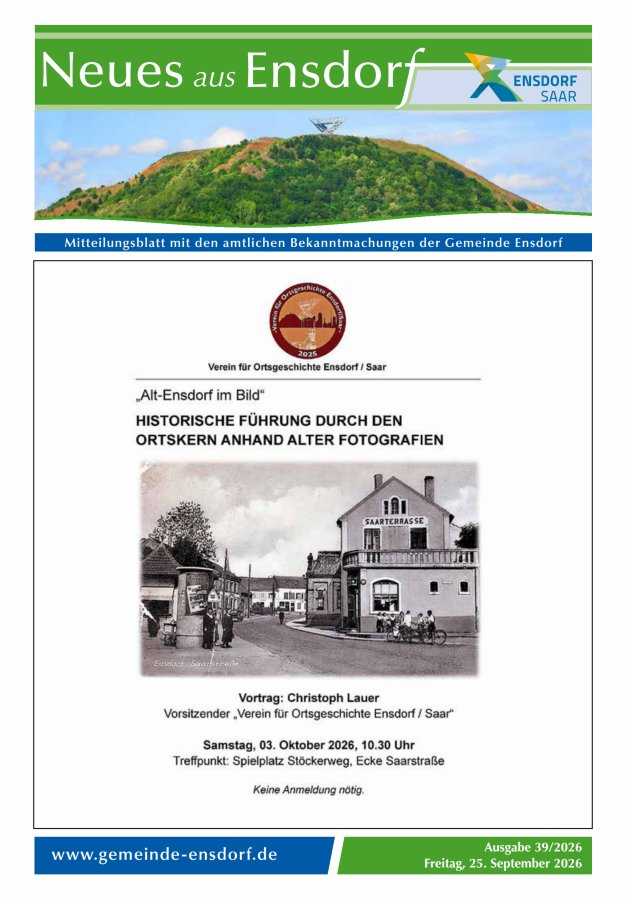Neues aus Ensdorf Titelblatt 39/2026