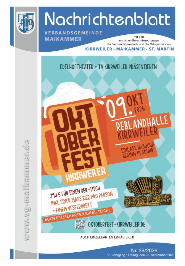 Nachrichtenblatt VG Maikammer Titelblatt 39/2026