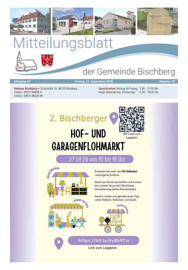 Mitteilungsblatt der Gemeinde Bischberg Titelblatt 39/2026