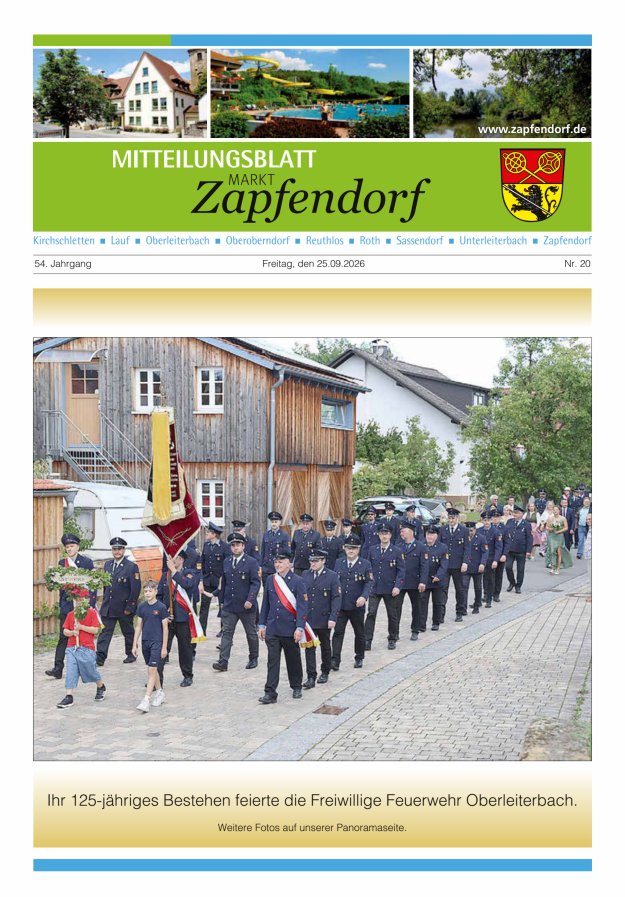 Mitteilungsblatt Markt Zapfendorf Titelblatt 20/2026