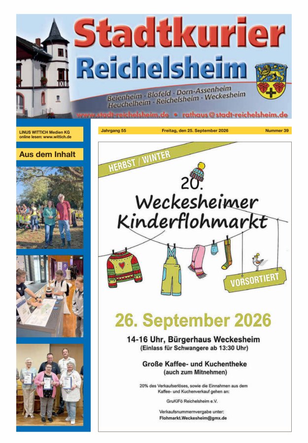 Stadtkurier Reichelsheim Titelblatt 39/2026