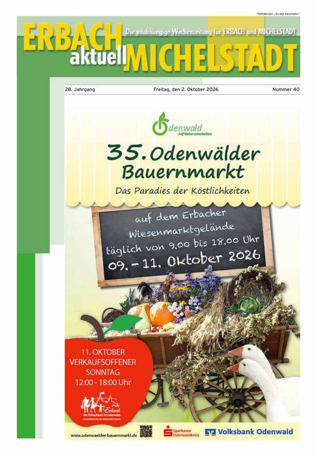 Erbach-Michelstadt aktuell Titelblatt 40/2026