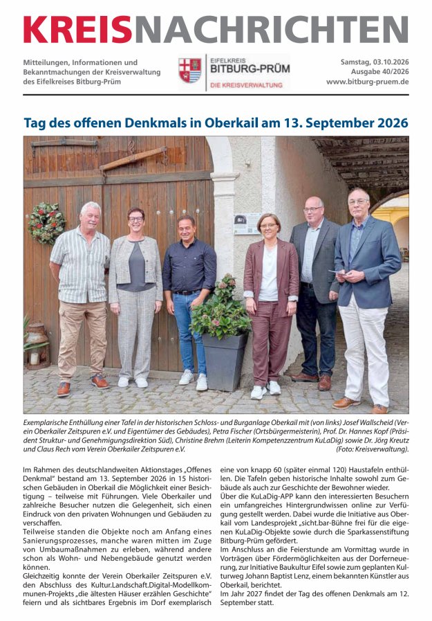 Kreis Bitburg-Prüm Titelblatt 40/2026