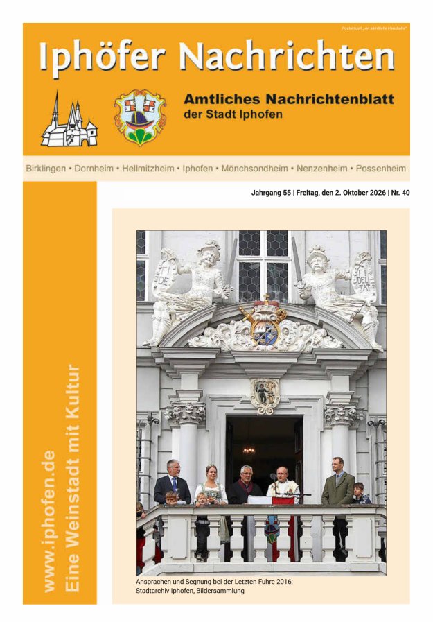 Iphöfer Nachrichten Titelblatt 40/2026