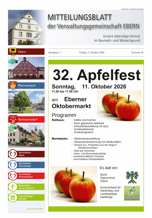 Mitteilungsblatt der Verwaltungsgemeinschaft Ebern Titelblatt 20/2026