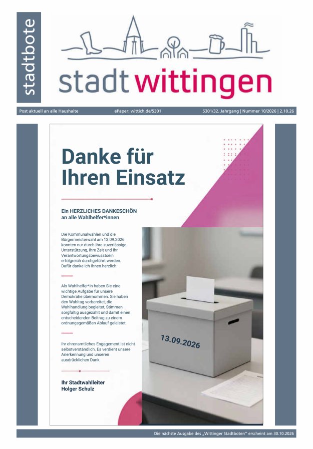 Wittinger Stadtbote Titelblatt 10/2026