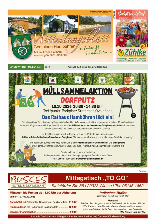 Mitteilungsblatt der Gemeinde Hambühren Titelblatt 20/2026