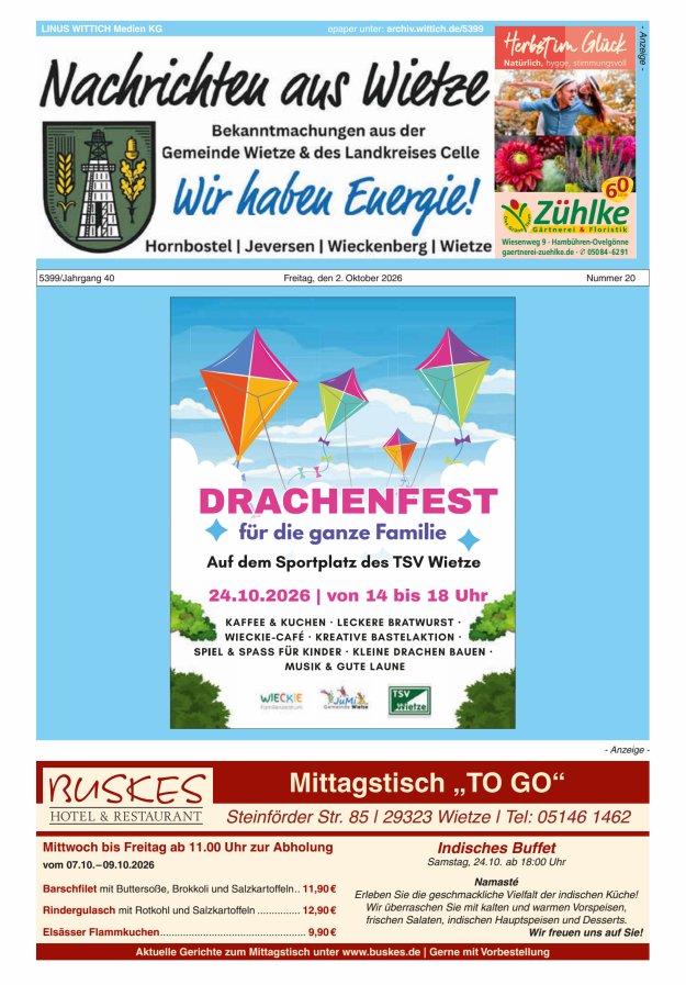 Nachrichten aus Wietze Titelblatt 20/2026