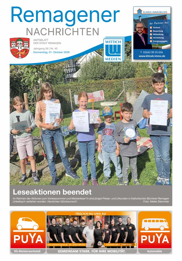 Remagener Nachrichten Titelblatt 40/2026