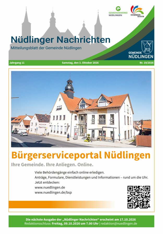 Nüdlinger Nachrichten Titelblatt 19/2026