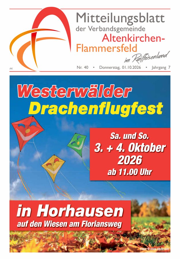 Mitteilungsblatt Verbandsgemeinde Altenkirchen-Flammersfeld Titelblatt 40/2026