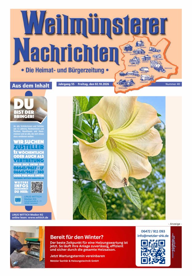 Weilmünsterer Nachrichten Titelblatt 40/2026