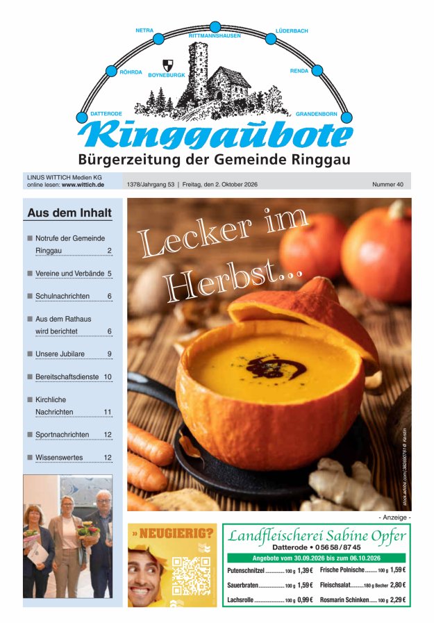 Ringgaubote Titelblatt 40/2026