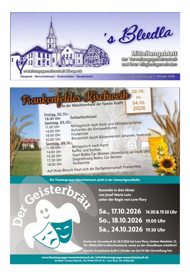 Amts- und Mitteilungsblatt VGem Diespeck Titelblatt 40/2026