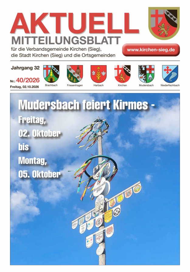 Aktuell - Mitteilungsblatt für die VG Kirchen (Sieg) Titelblatt 40/2026