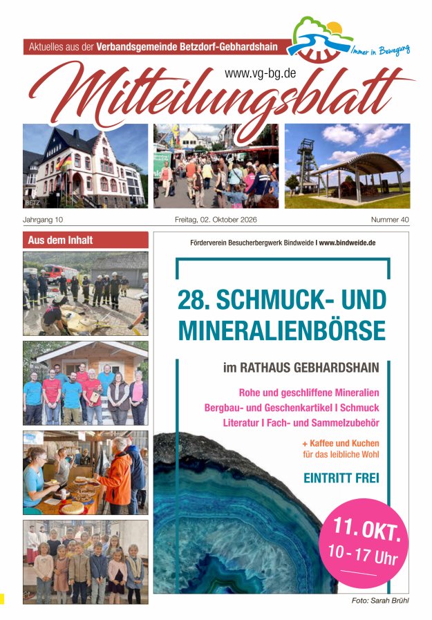 Aktuelles aus der VG Betzdorf-Gebhardshain, Ausgabe Betzdorf Titelblatt 40/2026