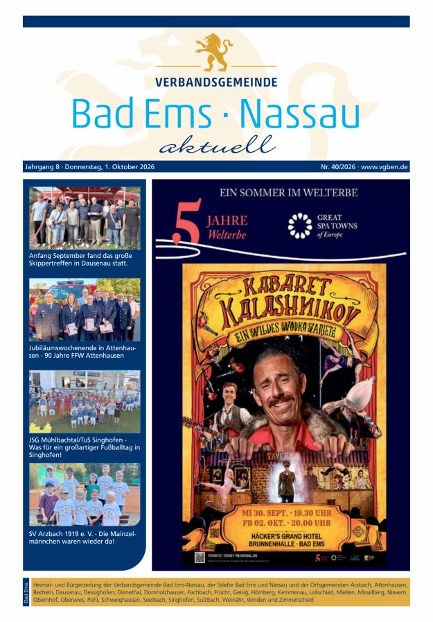 Bad Ems-Nassau aktuell Ausgabe Bad Ems Titelblatt 40/2026