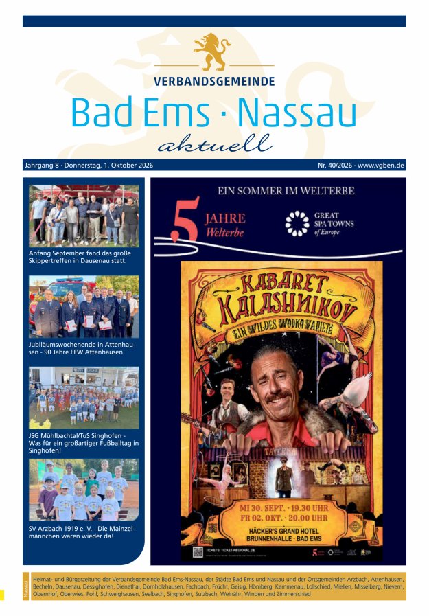 Bad Ems-Nassau aktuell Ausgabe Nassau Titelblatt 39/2026