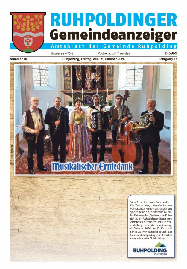 Ruhpoldinger Gemeindeanzeiger Titelblatt 40/2026