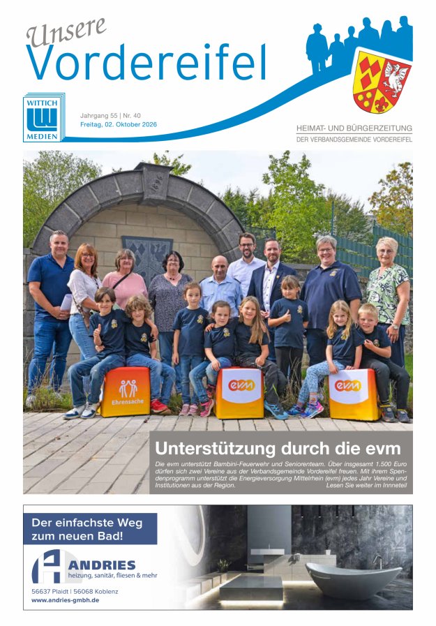 Mitteilungsblatt Vordereifel - Heimat- u Bürgerzeitung der VG Vordereifel Titelblatt 40/2026