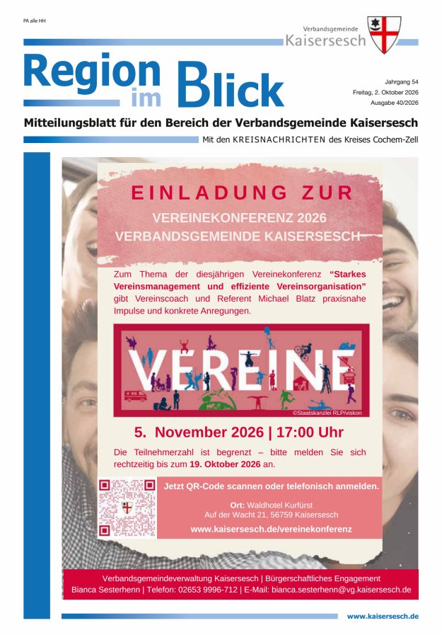 Region im Blick VG Kaisersesch Titelblatt 40/2026