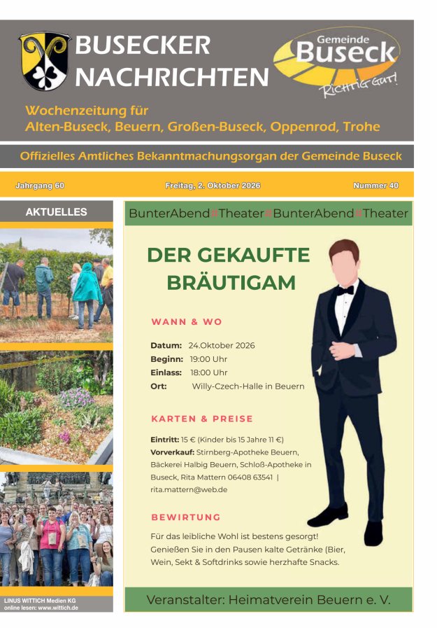 Busecker Nachrichten Titelblatt 40/2026