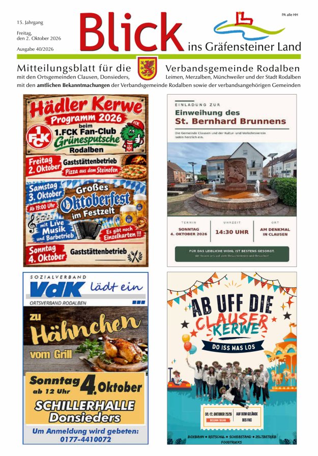 Blick ins Gräfensteiner Land VG Rodalben Titelblatt 40/2026