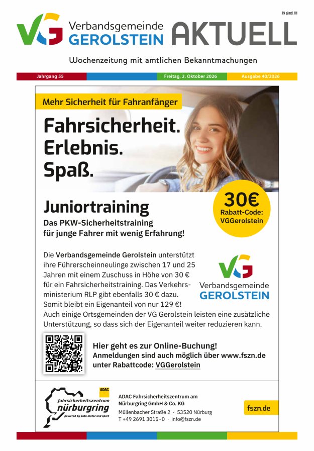 Verbandsgemeinde Gerolstein aktuell Titelblatt 40/2026