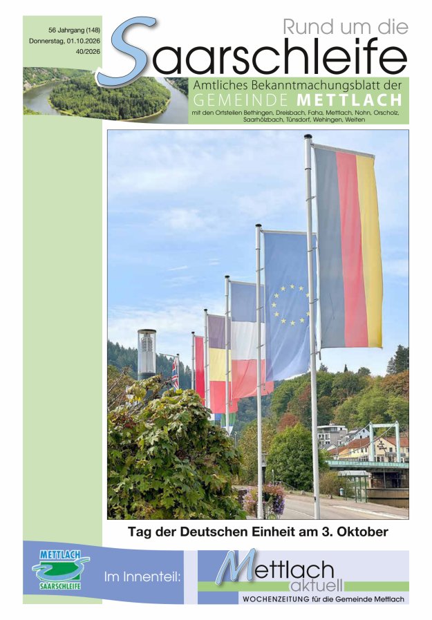 Rund um die Saarschleife Gemeinde Mettlach Titelblatt 40/2026