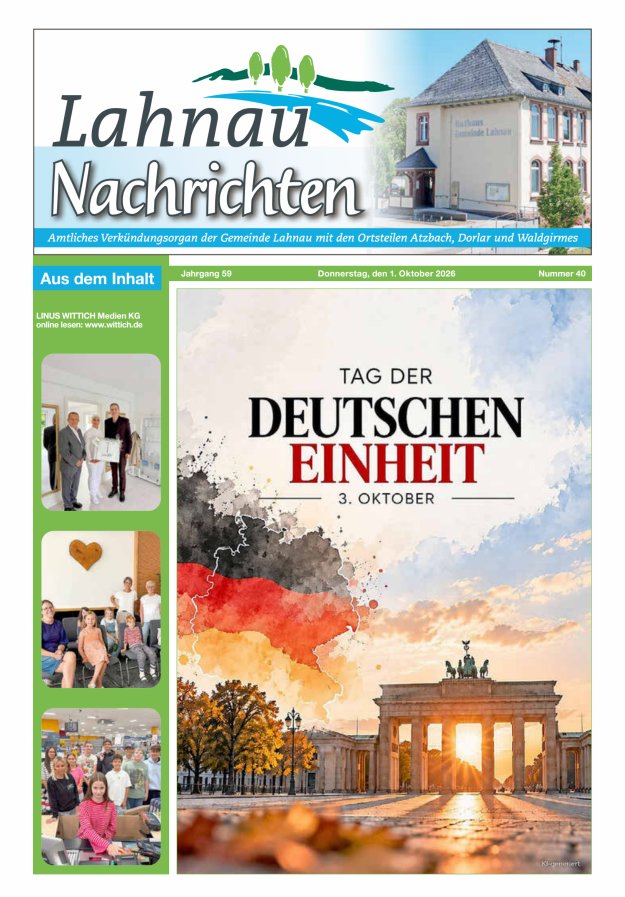 Lahnau Nachrichten Titelblatt 40/2026