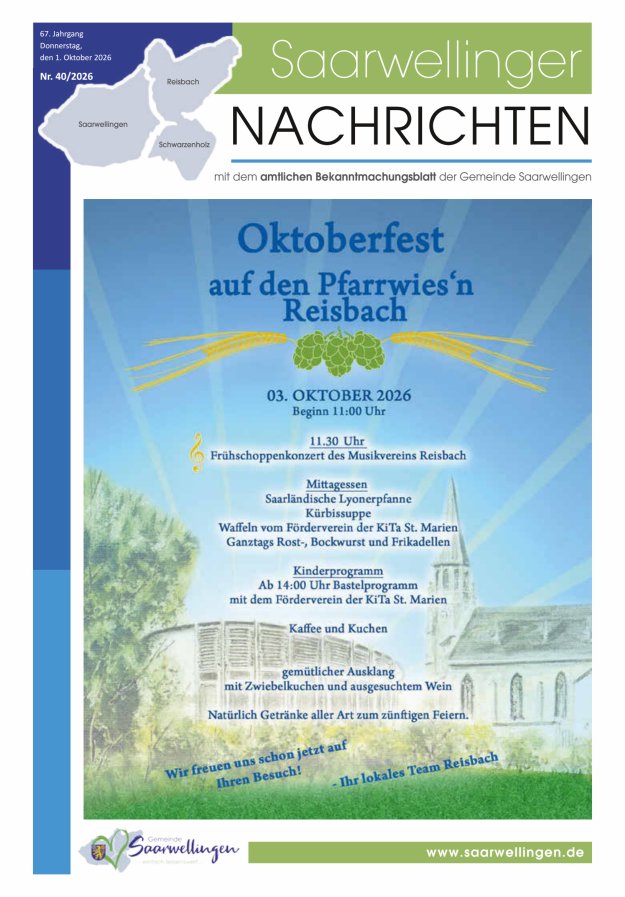 Saarwellinger Nachrichten Titelblatt 40/2026