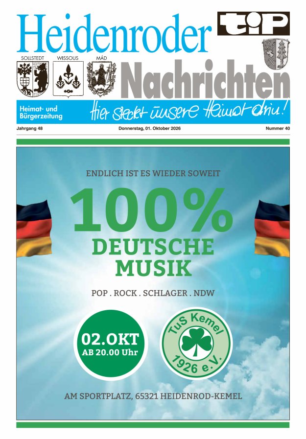 "tip" Heidenroder Nachrichten Titelblatt 40/2026