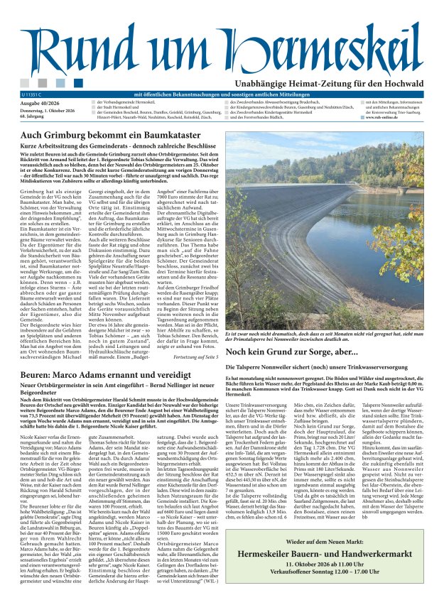 Rund um Hermeskeil Titelblatt 40/2026