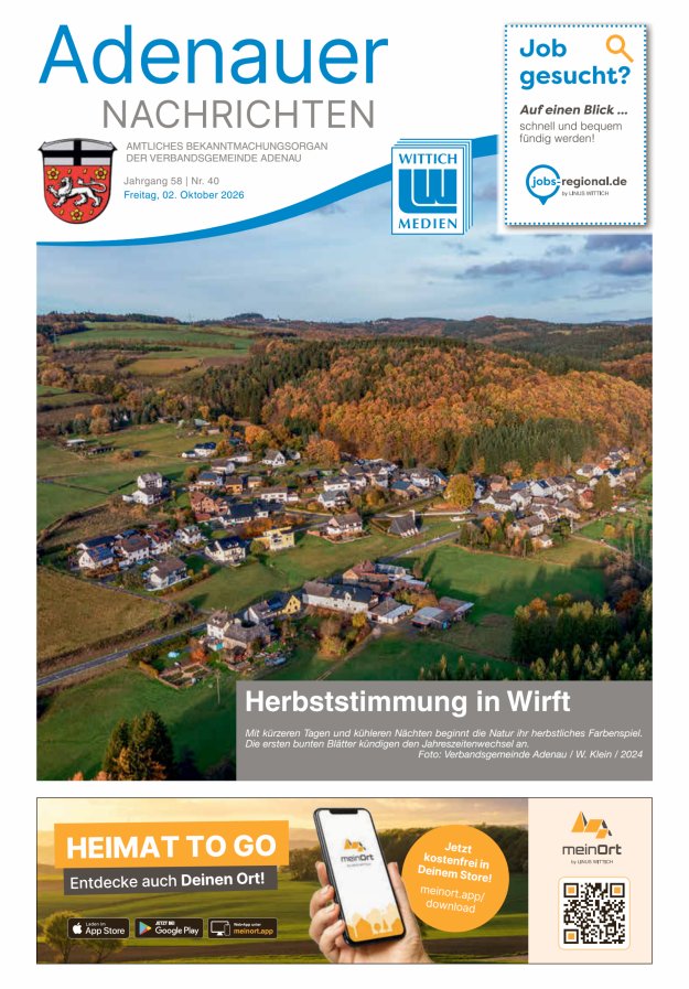Adenauer Nachrichten Titelblatt 40/2026