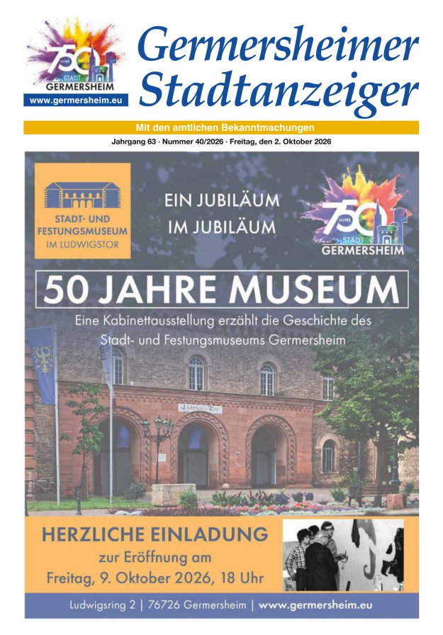 Germersheimer Stadtanzeiger Titelblatt 40/2026