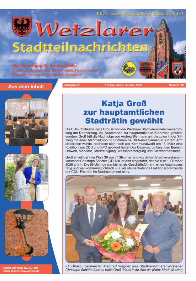 Wetzlarer Stadtteilnachrichten Titelblatt 40/2026