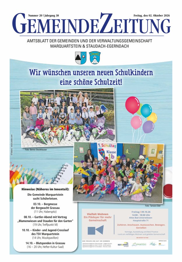 Marquartsteiner und Staudach-Egerndacher Nachrichten Titelblatt 20/2026