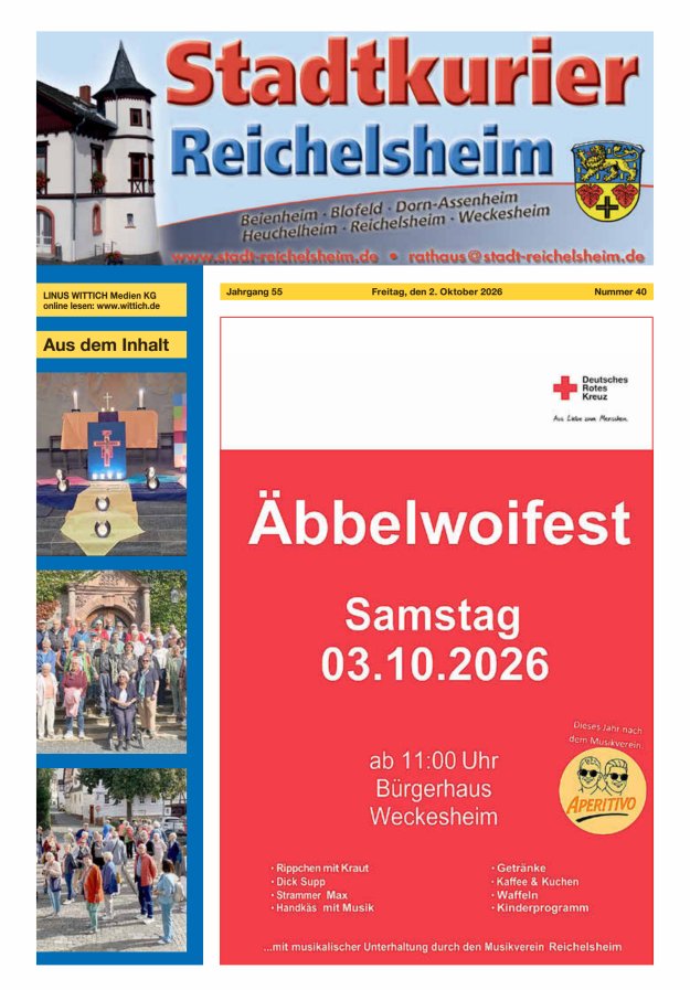 Stadtkurier Reichelsheim Titelblatt 40/2026