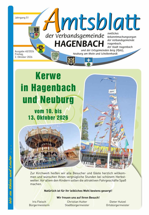 Amtsblatt der VG Hagenbach Titelblatt 40/2026