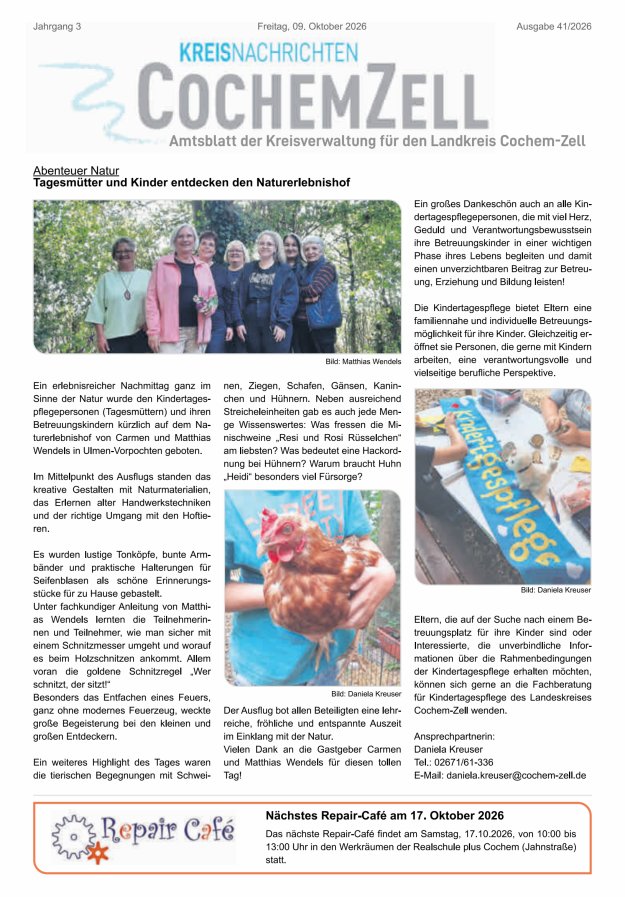 Kreisnachrichten Cochem-Zell Titelblatt 41/2026