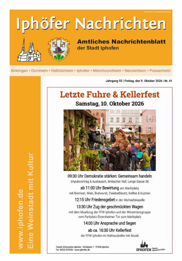 Iphöfer Nachrichten Titelblatt 41/2026