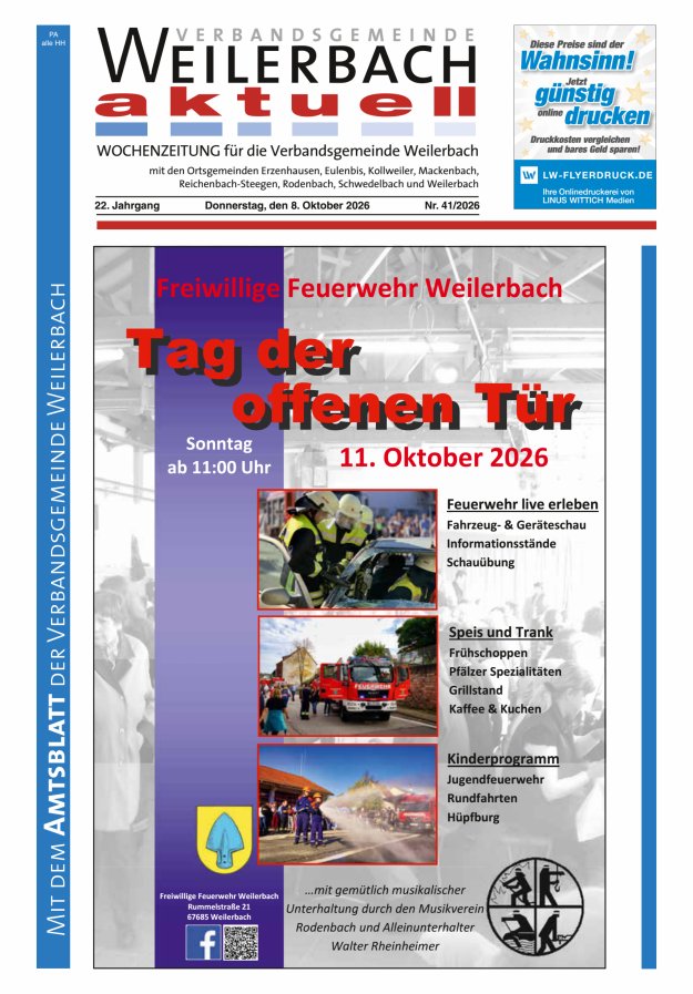 Verbandsgemeinde Weilerbach aktuell Titelblatt 41/2026